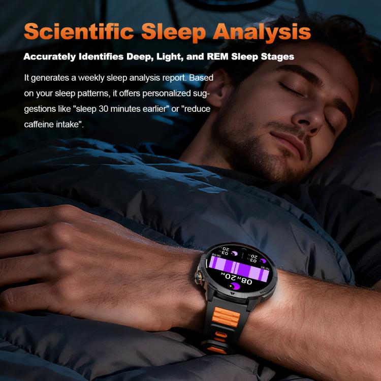 Smartwatch MT68 per avventure all'aria aperta con display IPS da 1,7 pollici, batteria da 1000 mAh e torcia.