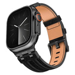 Cinturino per orologio in ecopelle con cuciture in denim, For Apple Watch 46mm / 49mm / 45mm / 44mm