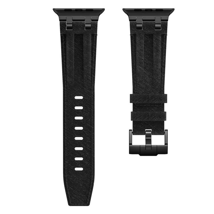 Cinturino per orologio in ecopelle con cuciture in denim, For Apple Watch 46mm / 49mm / 45mm / 44mm