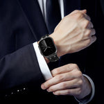 Cinturino per orologio in ecopelle con cuciture in denim, For Apple Watch 46mm / 49mm / 45mm / 44mm