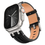 Cinturino per orologio in ecopelle con cuciture in denim, For Apple Watch 46mm / 49mm / 45mm / 44mm