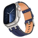 Cinturino per orologio in ecopelle con cuciture in denim, For Apple Watch 46mm / 49mm / 45mm / 44mm