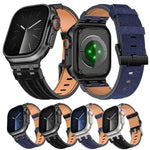 Cinturino per orologio in ecopelle con cuciture in denim, For Apple Watch 46mm / 49mm / 45mm / 44mm