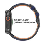Cinturino per orologio in ecopelle con cuciture in denim, For Apple Watch 46mm / 49mm / 45mm / 44mm
