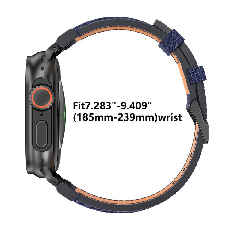 Cinturino per orologio in ecopelle con cuciture in denim, For Apple Watch 46mm / 49mm / 45mm / 44mm