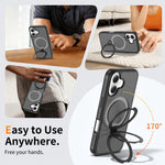 Custodia per telefono antiurto con supporto magnetico girevole a 360° e airbag., For iPhone 16