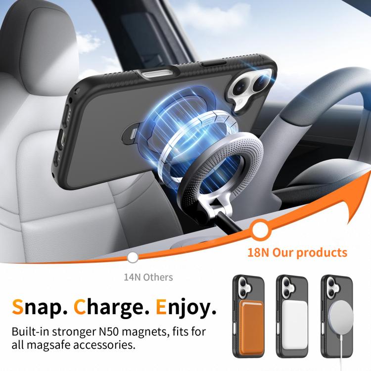 Custodia per telefono antiurto con supporto magnetico girevole a 360° e airbag., For iPhone 16