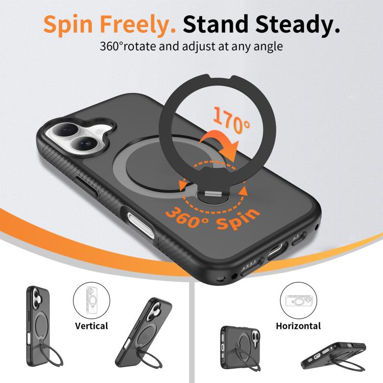 Custodia per telefono antiurto con supporto magnetico girevole a 360° e airbag., For iPhone 16