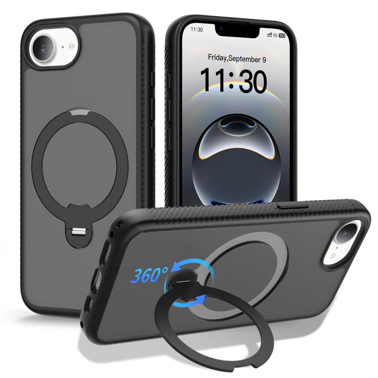 Custodia per telefono antiurto con supporto magnetico girevole a 360° e airbag., For iPhone 16e / 17e, For iPhone 17 Pro Max, For iPhone 17 Pro, For iPhone 17, For iPhone Air, For iPhone 16 Pro Max