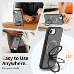 Custodia per telefono antiurto con supporto magnetico girevole a 360° e airbag., For iPhone 16e / 17e, For iPhone 17 Pro Max, For iPhone 17 Pro, For iPhone 17, For iPhone Air, For iPhone 16 Pro Max