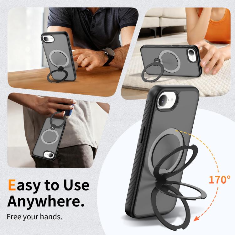 Custodia per telefono antiurto con supporto magnetico girevole a 360° e airbag., For iPhone 16e / 17e, For iPhone 17 Pro Max, For iPhone 17 Pro, For iPhone 17, For iPhone Air, For iPhone 16 Pro Max
