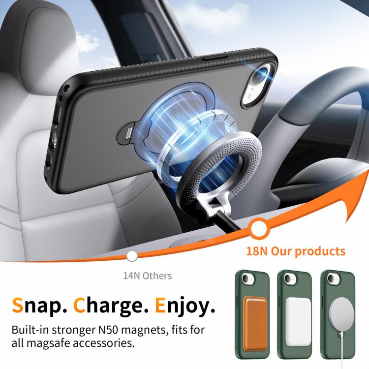 Custodia per telefono antiurto con supporto magnetico girevole a 360° e airbag., For iPhone 16e / 17e, For iPhone 17 Pro Max, For iPhone 17 Pro, For iPhone 17, For iPhone Air, For iPhone 16 Pro Max