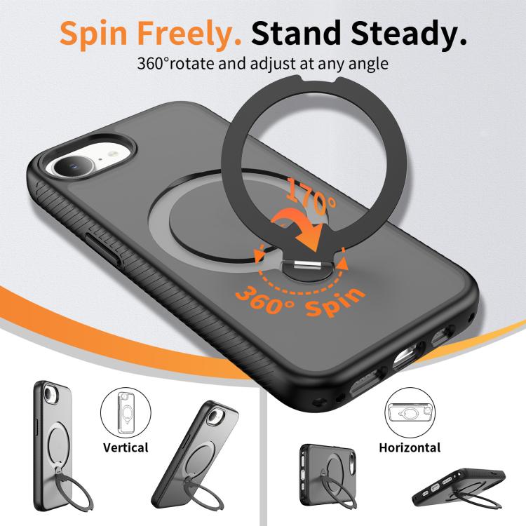 Custodia per telefono antiurto con supporto magnetico girevole a 360° e airbag., For iPhone 16e / 17e, For iPhone 17 Pro Max, For iPhone 17 Pro, For iPhone 17, For iPhone Air, For iPhone 16 Pro Max
