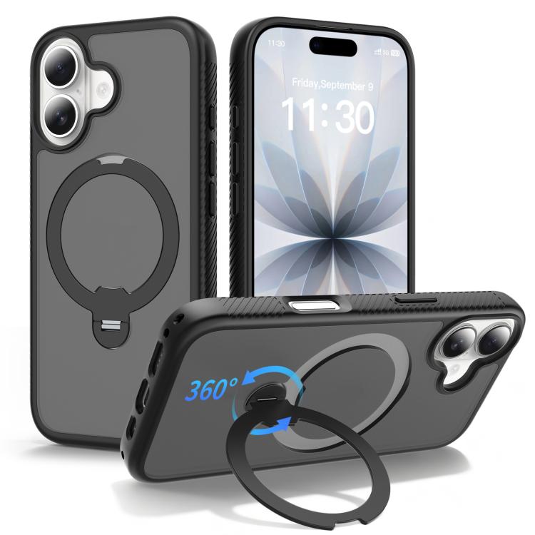 Custodia per telefono antiurto con supporto magnetico girevole a 360° e airbag., For iPhone 16e / 17e, For iPhone 17 Pro Max, For iPhone 17 Pro, For iPhone 17, For iPhone Air, For iPhone 16 Pro Max