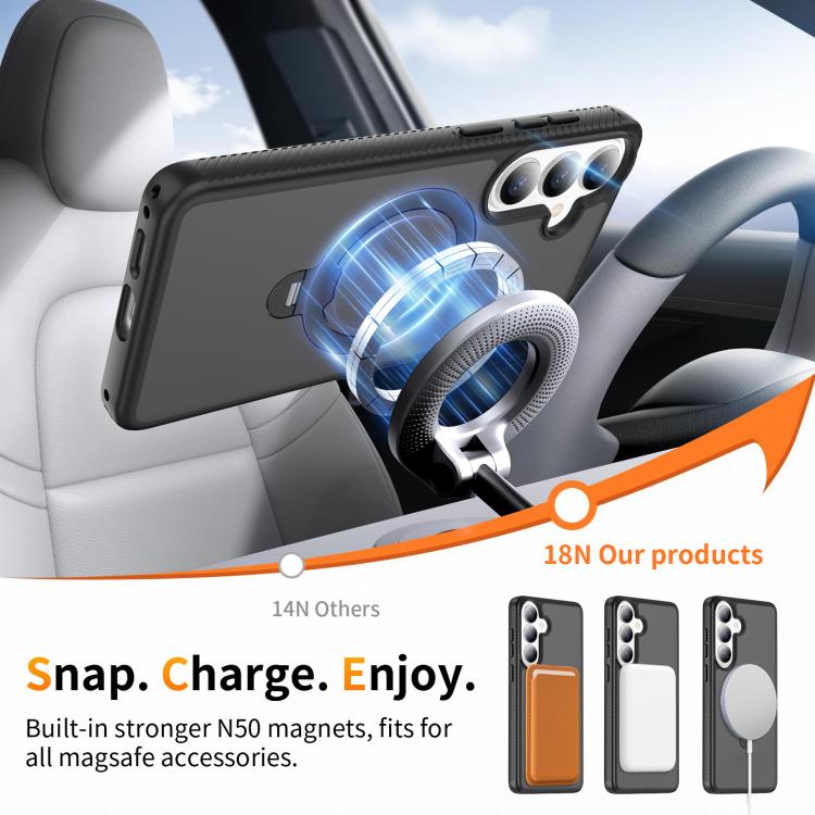 Custodia per telefono antiurto con supporto magnetico girevole a 360° e airbag., For Samsung Galaxy S26+ 5G, For Samsung Galaxy S26 Ultra 5G, For Samsung Galaxy S26 5G