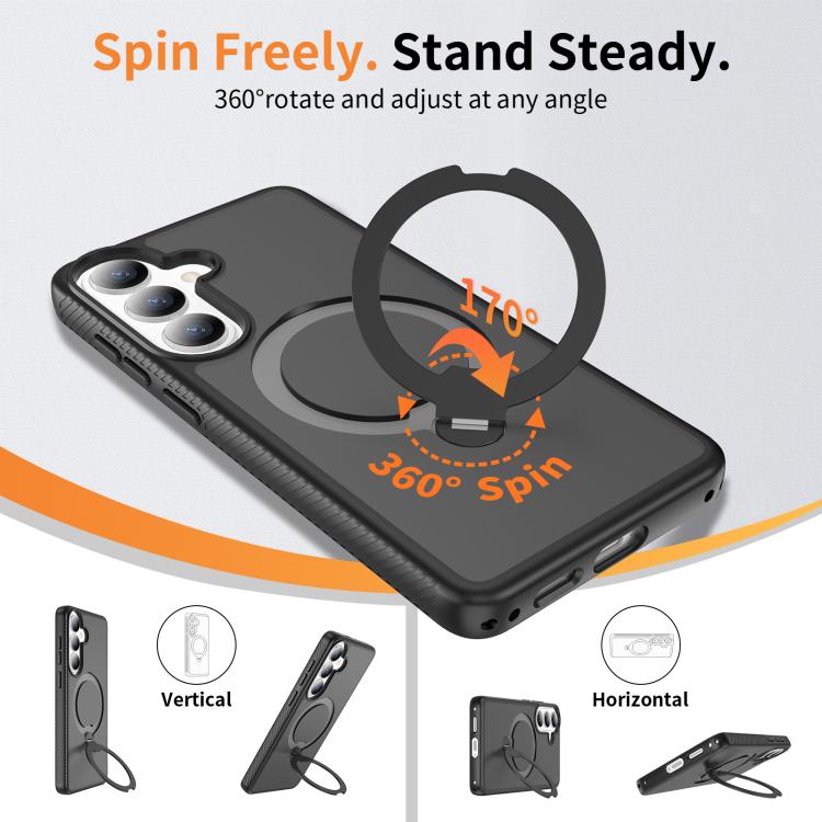 Custodia per telefono antiurto con supporto magnetico girevole a 360° e airbag., For Samsung Galaxy S26+ 5G, For Samsung Galaxy S26 Ultra 5G, For Samsung Galaxy S26 5G