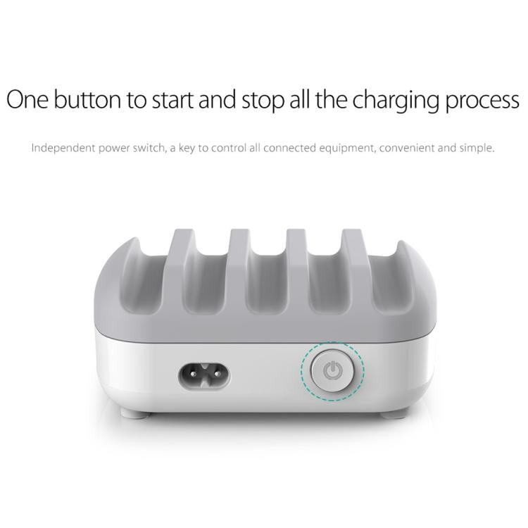 Stazione di ricarica intelligente ORICO DUK-5P da 40 W con 5 porte USB e supporto, US Plug, UK Plug, AU Plug