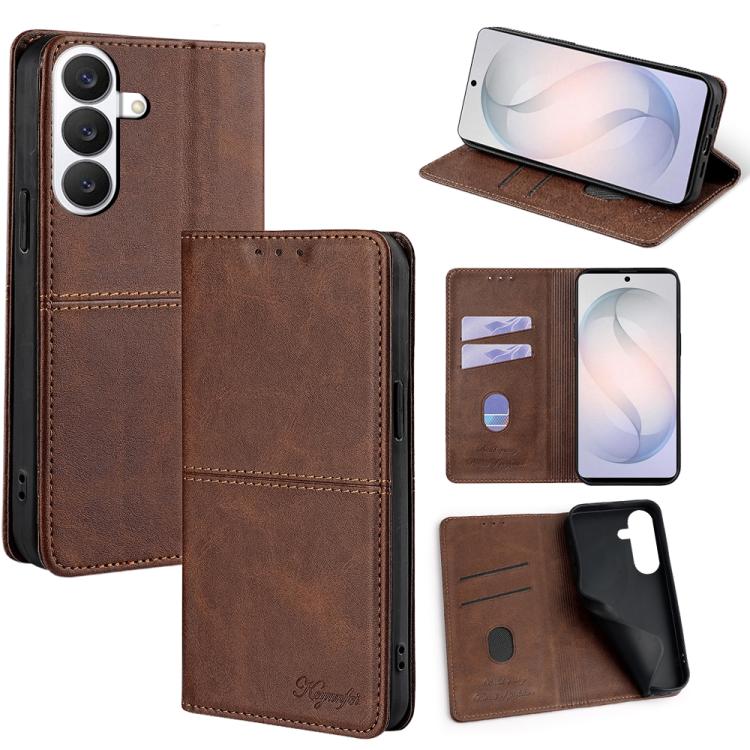 Custodia magnetica per telefono in pelle con texture mucca, For Samsung Galaxy S26+ 5G, For Samsung Galaxy S26 Ultra 5G, For Samsung Galaxy S26 5G