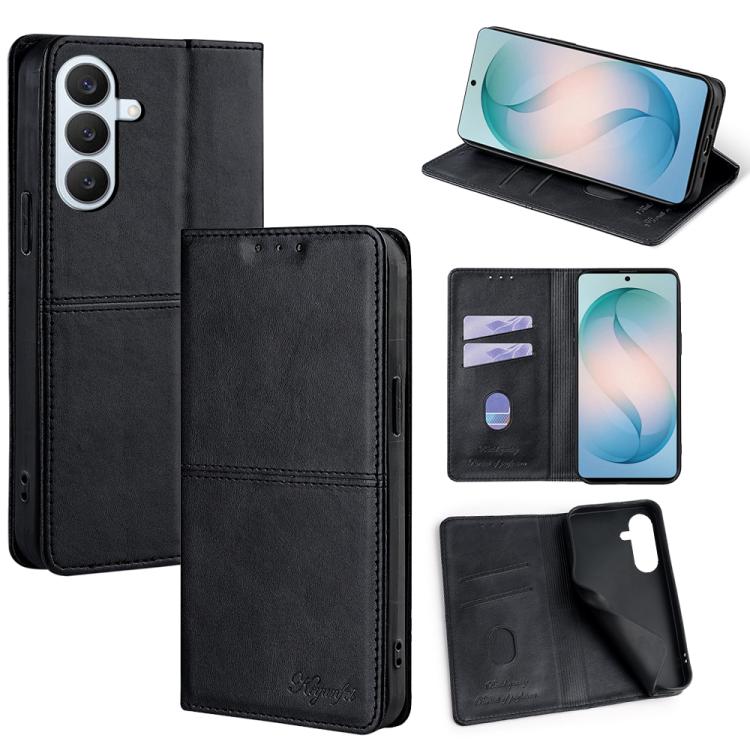 Custodia magnetica per telefono in pelle con texture mucca, For Samsung Galaxy S26+ 5G, For Samsung Galaxy S26 Ultra 5G, For Samsung Galaxy S26 5G