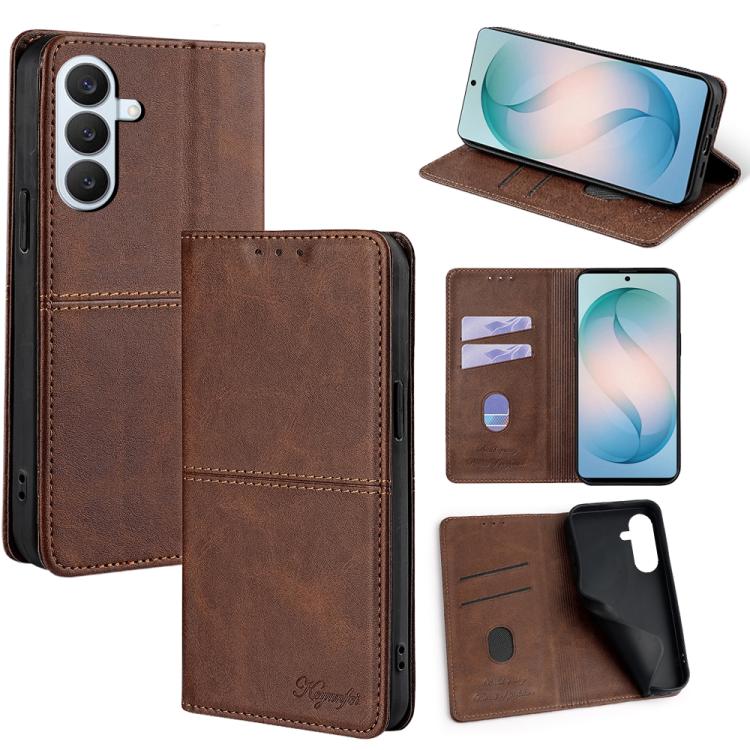 Custodia magnetica per telefono in pelle con texture mucca, For Samsung Galaxy S26+ 5G, For Samsung Galaxy S26 Ultra 5G, For Samsung Galaxy S26 5G