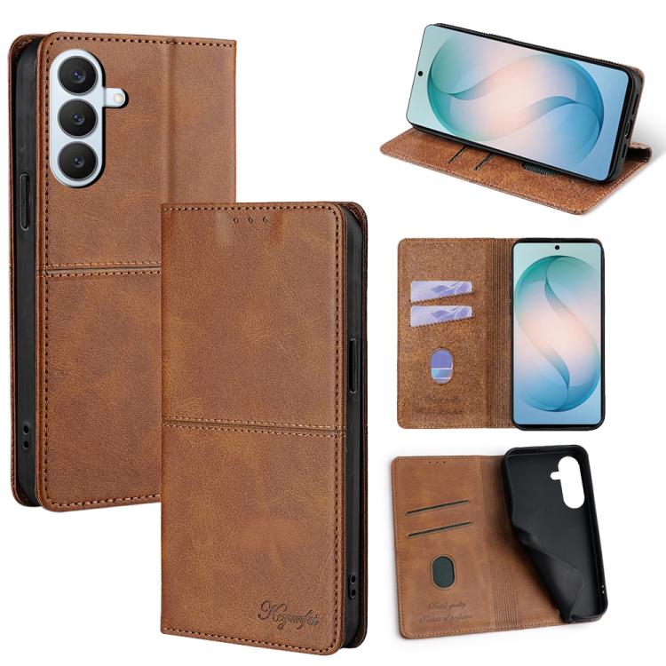 Custodia magnetica per telefono in pelle con texture mucca, For Samsung Galaxy S26+ 5G, For Samsung Galaxy S26 Ultra 5G, For Samsung Galaxy S26 5G
