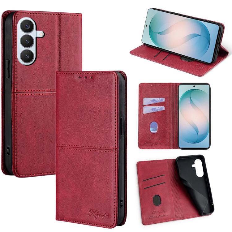 Custodia magnetica per telefono in pelle con texture mucca, For Samsung Galaxy S26+ 5G, For Samsung Galaxy S26 Ultra 5G, For Samsung Galaxy S26 5G