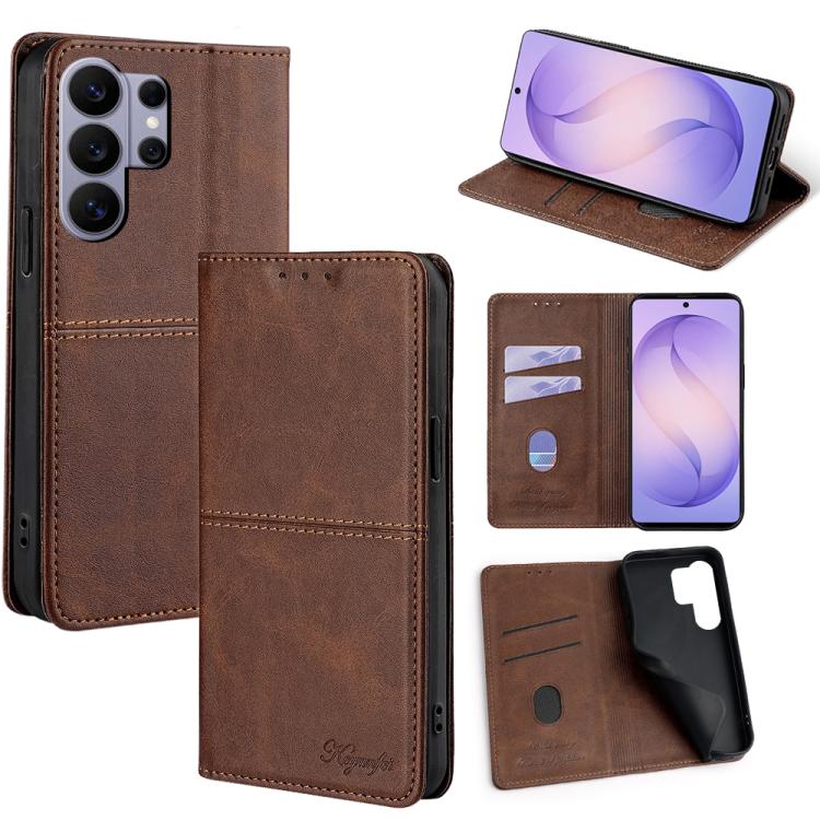 Custodia magnetica per telefono in pelle con texture mucca, For Samsung Galaxy S26+ 5G, For Samsung Galaxy S26 Ultra 5G, For Samsung Galaxy S26 5G