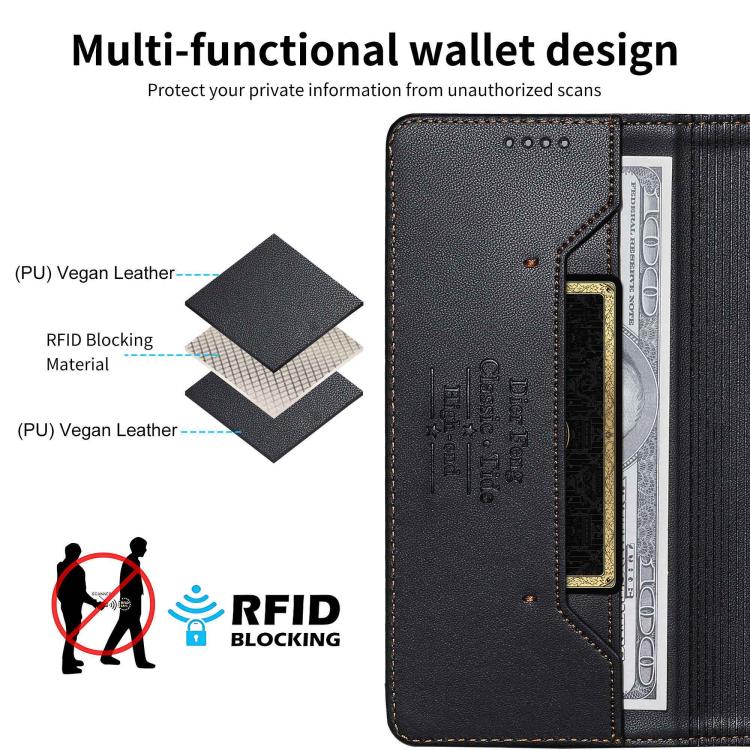 Custodia per telefono Dierfeng in ecopelle con magnete e RFID ad alta resistenza, For Samsung Galaxy S25+ / S24+ 5G, For Samsung Galaxy S25 Ultra 5G, For Samsung Galaxy S24 FE 5G, For Samsung Galaxy S24 Ultra 5G