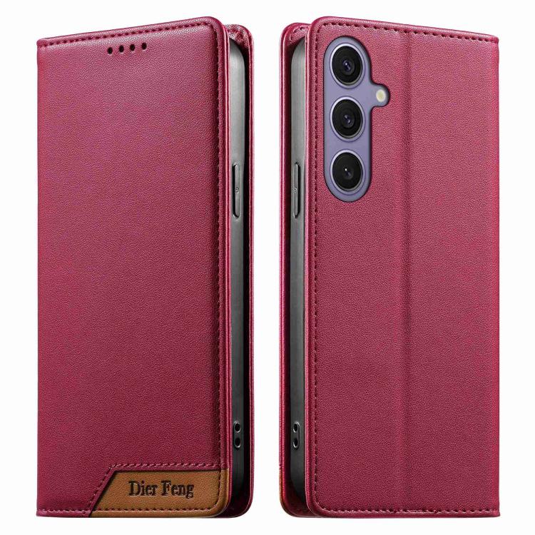Custodia per telefono Dierfeng in ecopelle con magnete e RFID ad alta resistenza, For Samsung Galaxy S25+ / S24+ 5G, For Samsung Galaxy S25 Ultra 5G, For Samsung Galaxy S24 FE 5G, For Samsung Galaxy S24 Ultra 5G