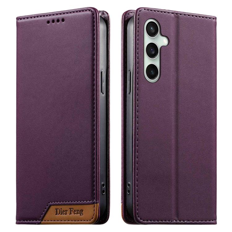 Custodia per telefono Dierfeng in ecopelle con magnete e RFID ad alta resistenza, For Samsung Galaxy S25+ / S24+ 5G, For Samsung Galaxy S25 Ultra 5G, For Samsung Galaxy S24 FE 5G, For Samsung Galaxy S24 Ultra 5G