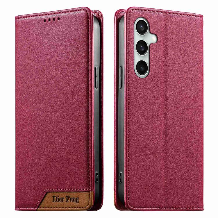 Custodia per telefono Dierfeng in ecopelle con magnete e RFID ad alta resistenza, For Samsung Galaxy S25+ / S24+ 5G, For Samsung Galaxy S25 Ultra 5G, For Samsung Galaxy S24 FE 5G, For Samsung Galaxy S24 Ultra 5G
