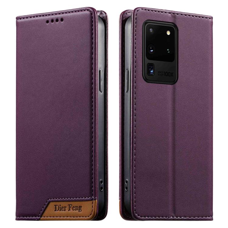 Custodia per telefono Dierfeng in ecopelle con magnete e RFID ad alta resistenza, For Samsung Galaxy S20 Ultra, For Samsung Galaxy S20, For Samsung Galaxy S20+