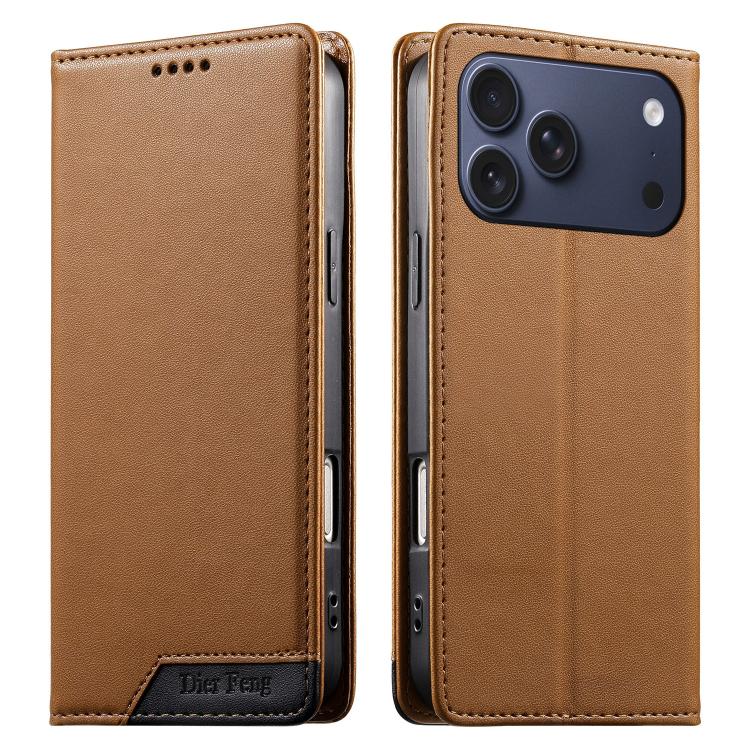 Custodia per telefono Dierfeng in ecopelle con magnete e RFID ad alta resistenza, For iPhone 17e / 16e, For iPhone 17 Pro Max, For iPhone 17 Pro, For iPhone 17