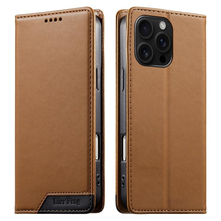 Custodia per telefono Dierfeng in ecopelle con magnete e RFID ad alta resistenza, For iPhone Air, For iPhone 16 Pro Max, For iPhone 16 Pro, For iPhone 16 Plus