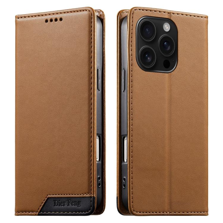 Custodia per telefono Dierfeng in ecopelle con magnete e RFID ad alta resistenza, For iPhone Air, For iPhone 16 Pro Max, For iPhone 16 Pro, For iPhone 16 Plus