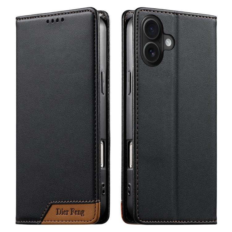 Custodia per telefono Dierfeng in ecopelle con magnete e RFID ad alta resistenza, For iPhone Air, For iPhone 16 Pro Max, For iPhone 16 Pro, For iPhone 16 Plus