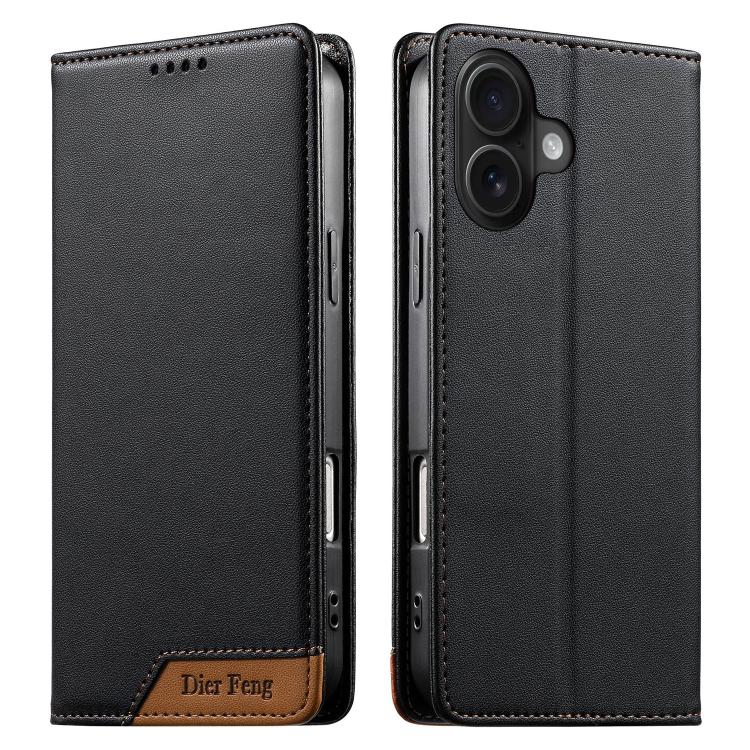 Custodia per telefono Dierfeng in ecopelle con magnete e RFID ad alta resistenza, For iPhone 16, For iPhone 15 Pro Max, For iPhone 15 Pro, For iPhone 15 Plus