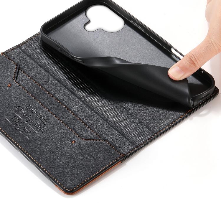 Custodia per telefono Dierfeng in ecopelle con magnete e RFID ad alta resistenza, For iPhone 16, For iPhone 15 Pro Max, For iPhone 15 Pro, For iPhone 15 Plus