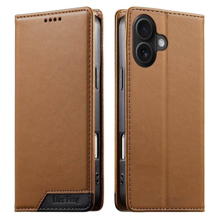 Custodia per telefono Dierfeng in ecopelle con magnete e RFID ad alta resistenza, For iPhone 16, For iPhone 15 Pro Max, For iPhone 15 Pro, For iPhone 15 Plus
