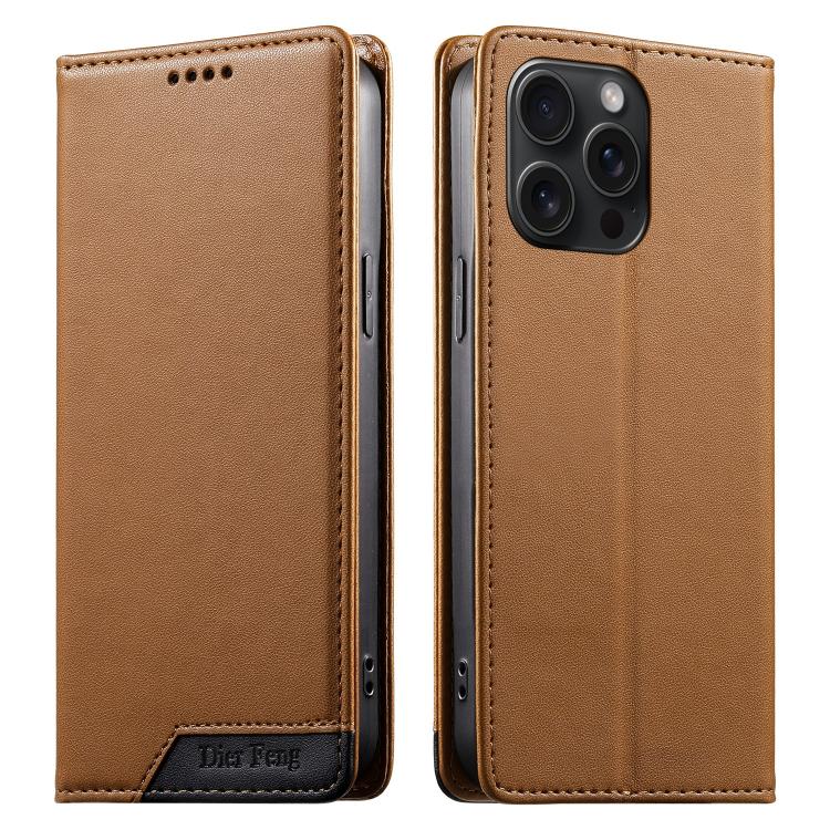 Custodia per telefono Dierfeng in ecopelle con magnete e RFID ad alta resistenza, For iPhone 16, For iPhone 15 Pro Max, For iPhone 15 Pro, For iPhone 15 Plus