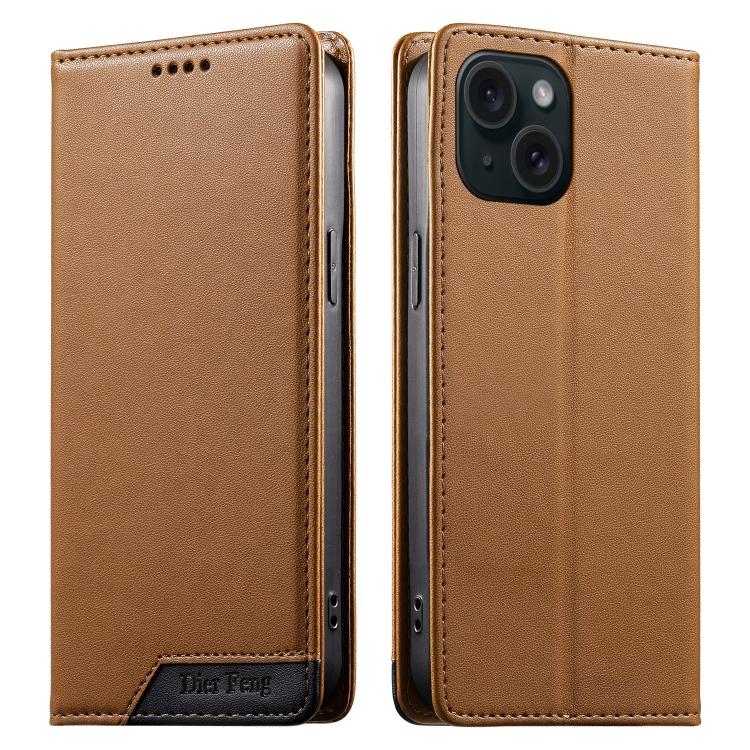 Custodia per telefono Dierfeng in ecopelle con magnete e RFID ad alta resistenza, For iPhone 15, For iPhone 14 Plus, For iPhone 14 / 13, For iPhone 14 Pro