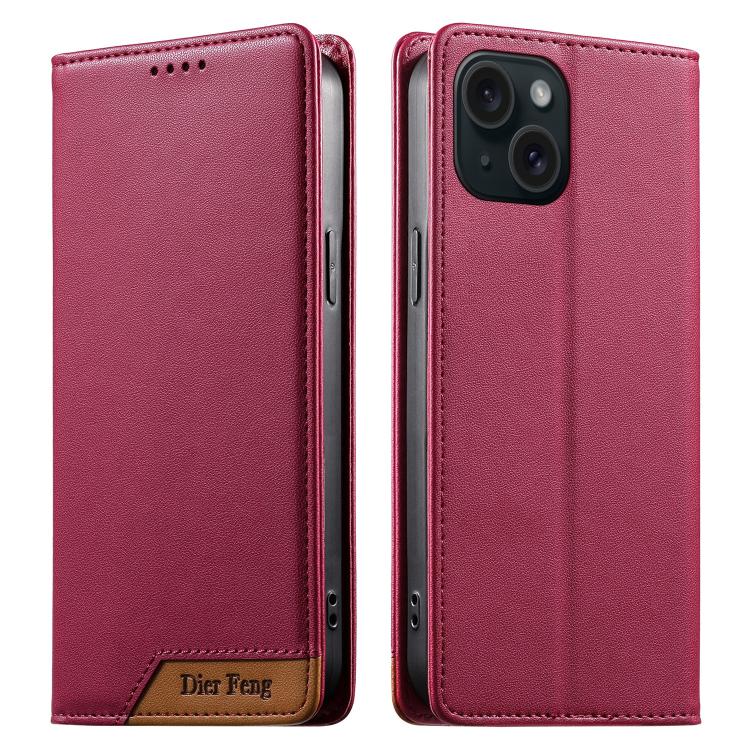 Custodia per telefono Dierfeng in ecopelle con magnete e RFID ad alta resistenza, For iPhone 15, For iPhone 14 Plus, For iPhone 14 / 13, For iPhone 14 Pro