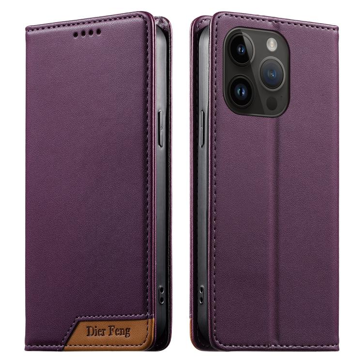 Custodia per telefono Dierfeng in ecopelle con magnete e RFID ad alta resistenza, For iPhone 15, For iPhone 14 Plus, For iPhone 14 / 13, For iPhone 14 Pro