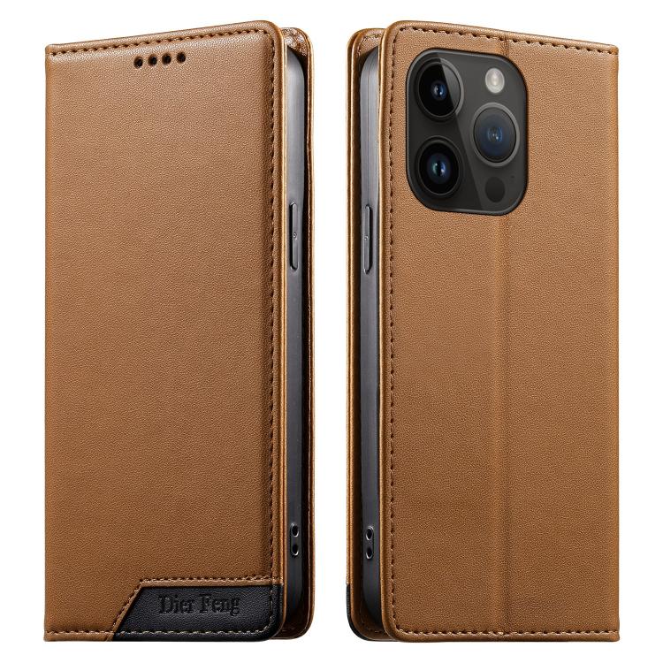 Custodia per telefono Dierfeng in ecopelle con magnete e RFID ad alta resistenza, For iPhone 15, For iPhone 14 Plus, For iPhone 14 / 13, For iPhone 14 Pro