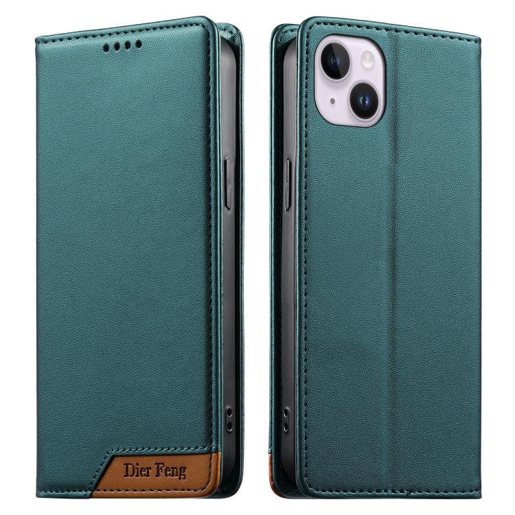 Custodia per telefono Dierfeng in ecopelle con magnete e RFID ad alta resistenza, For iPhone 15, For iPhone 14 Plus, For iPhone 14 / 13, For iPhone 14 Pro