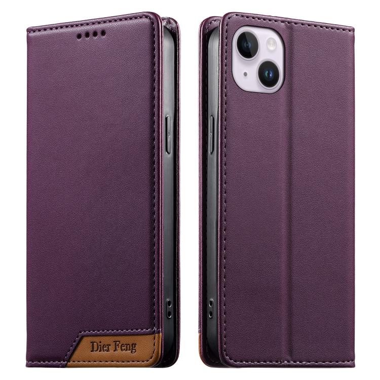 Custodia per telefono Dierfeng in ecopelle con magnete e RFID ad alta resistenza, For iPhone 15, For iPhone 14 Plus, For iPhone 14 / 13, For iPhone 14 Pro