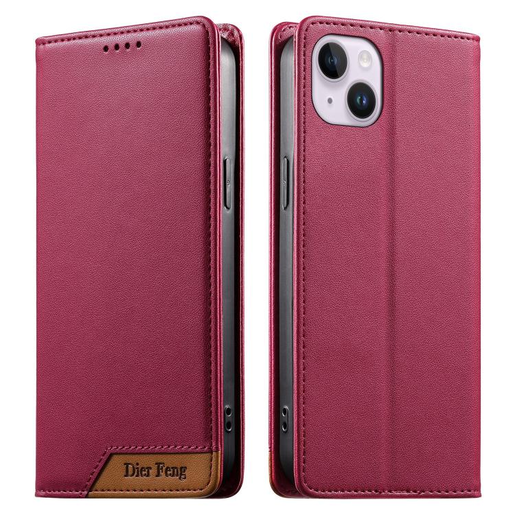 Custodia per telefono Dierfeng in ecopelle con magnete e RFID ad alta resistenza, For iPhone 15, For iPhone 14 Plus, For iPhone 14 / 13, For iPhone 14 Pro
