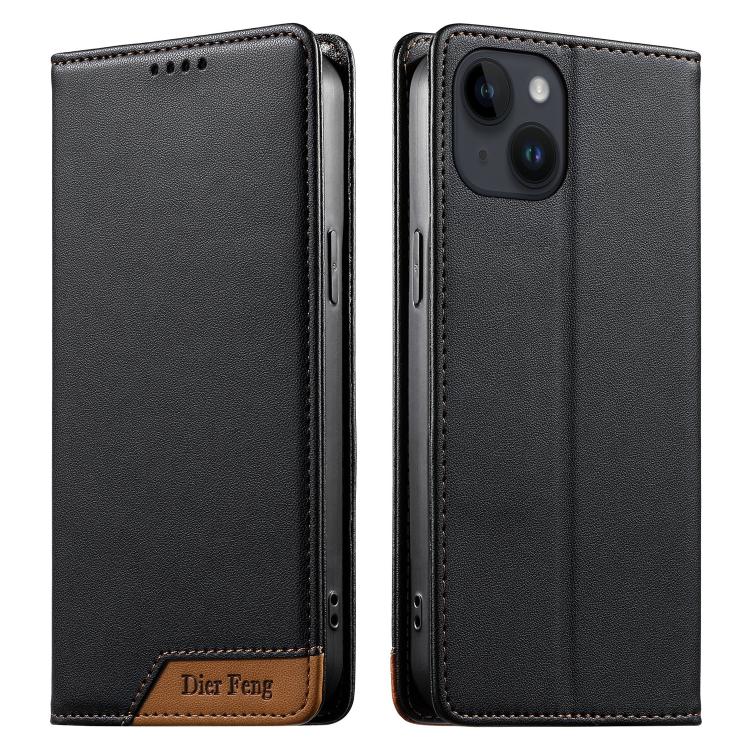 Custodia per telefono Dierfeng in ecopelle con magnete e RFID ad alta resistenza, For iPhone 15, For iPhone 14 Plus, For iPhone 14 / 13, For iPhone 14 Pro