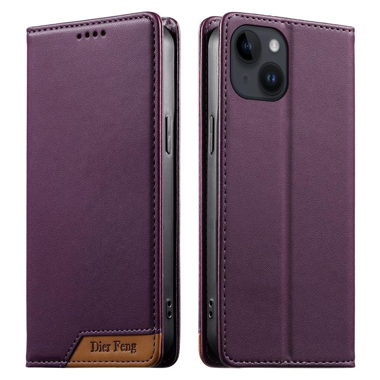 Custodia per telefono Dierfeng in ecopelle con magnete e RFID ad alta resistenza, For iPhone 15, For iPhone 14 Plus, For iPhone 14 / 13, For iPhone 14 Pro