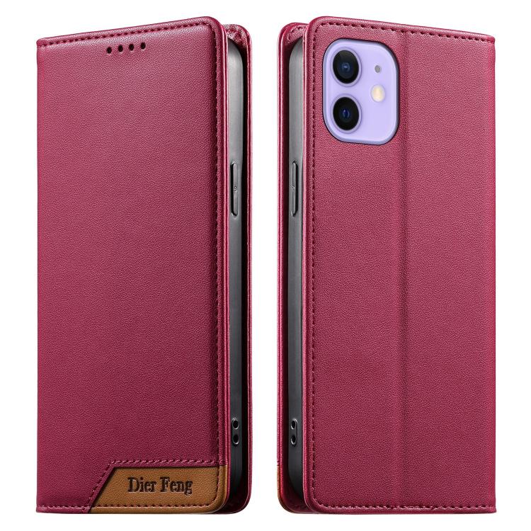 Custodia per telefono Dierfeng in ecopelle con magnete e RFID ad alta resistenza, For iPhone 13 mini, For iPhone 12 / 12 Pro, For iPhone 12 Pro Max, For iPhone 12 mini